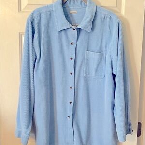 Women’s LLBean Corduroy Big Shirt, Size XL, Sky Blue